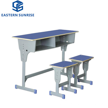 Height Adjustable School Furniture Student Double Seat School Desk and Chair